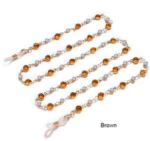 Round crystal, black clear and color with metal chain