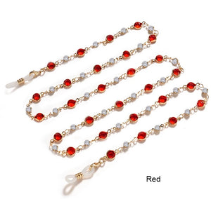 Round crystal, black clear and color with metal chain