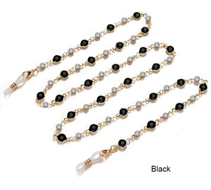 Round crystal, black clear and color with metal chain