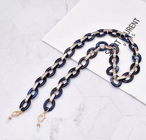 YCMKA21077 Oval acrylic and metal chain
