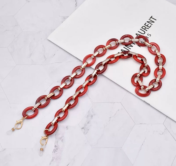 YCMKA21077 Oval acrylic and metal chain