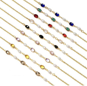 C-Pearl and stainless steel  chain