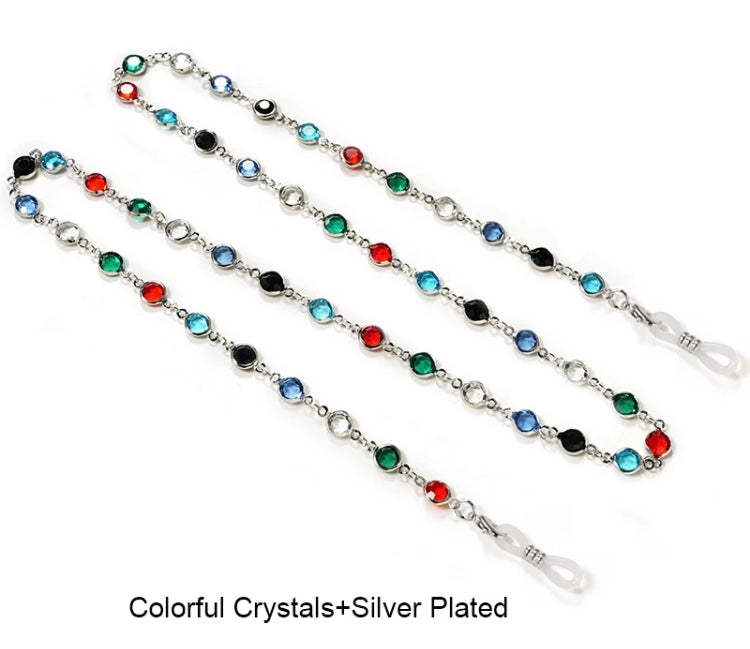 Round crystal, black clear and color with metal chain