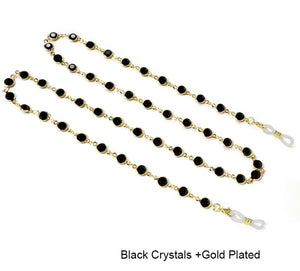 Round crystal, black clear and color with metal chain