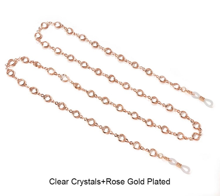 Round crystal, black clear and color with metal chain