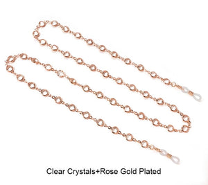 Round crystal, black clear and color with metal chain