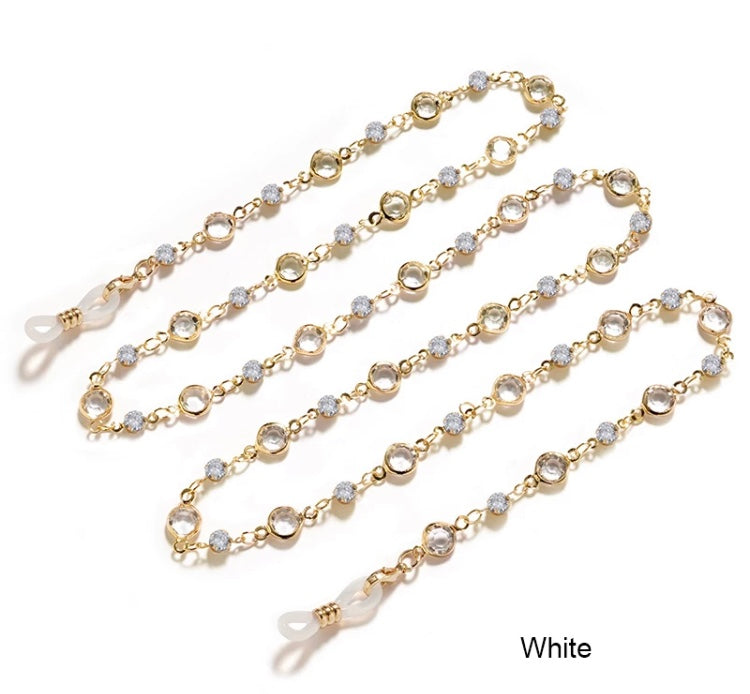 Round crystal, black clear and color with metal chain