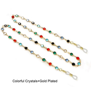 Round crystal, black clear and color with metal chain