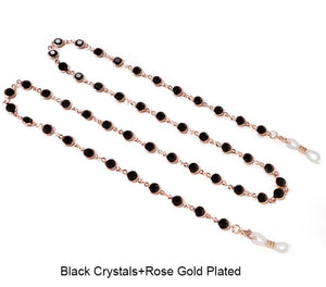 Round crystal, black clear and color with metal chain