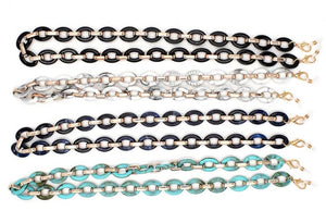 YCMKA21077 Oval acrylic and metal chain